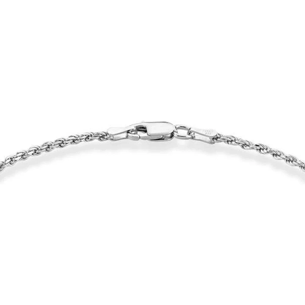 925 Sterling Silver Italian 2mm / Rope Anklet / 9 inches